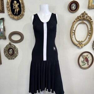 Something to Hold Women's S Black Stripe Athletic Flounce Dress